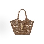 SAINT LAURENT YSL ICARE round bead handbag with bronze trim, medium-sized shoulder bag for women, light wood color with brick red